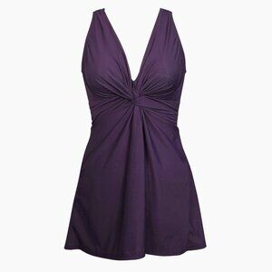 NEW Miraclesuit Purple One Piece Marais Swim Dress Swimsuit Women’s Size 16